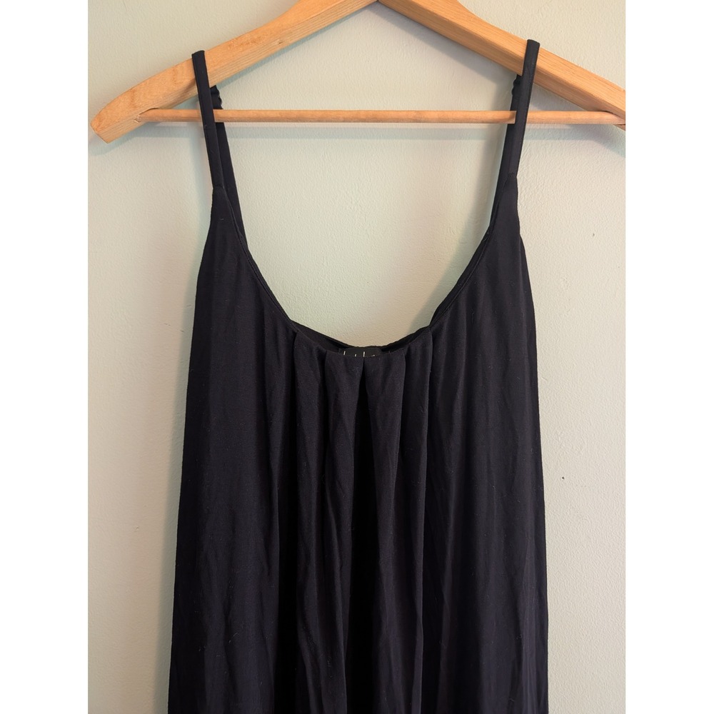 Nicole Miller New York Black High Low Maxi Dress Medium Jersey Pleated Shelf Bra - Picture 2 of 9